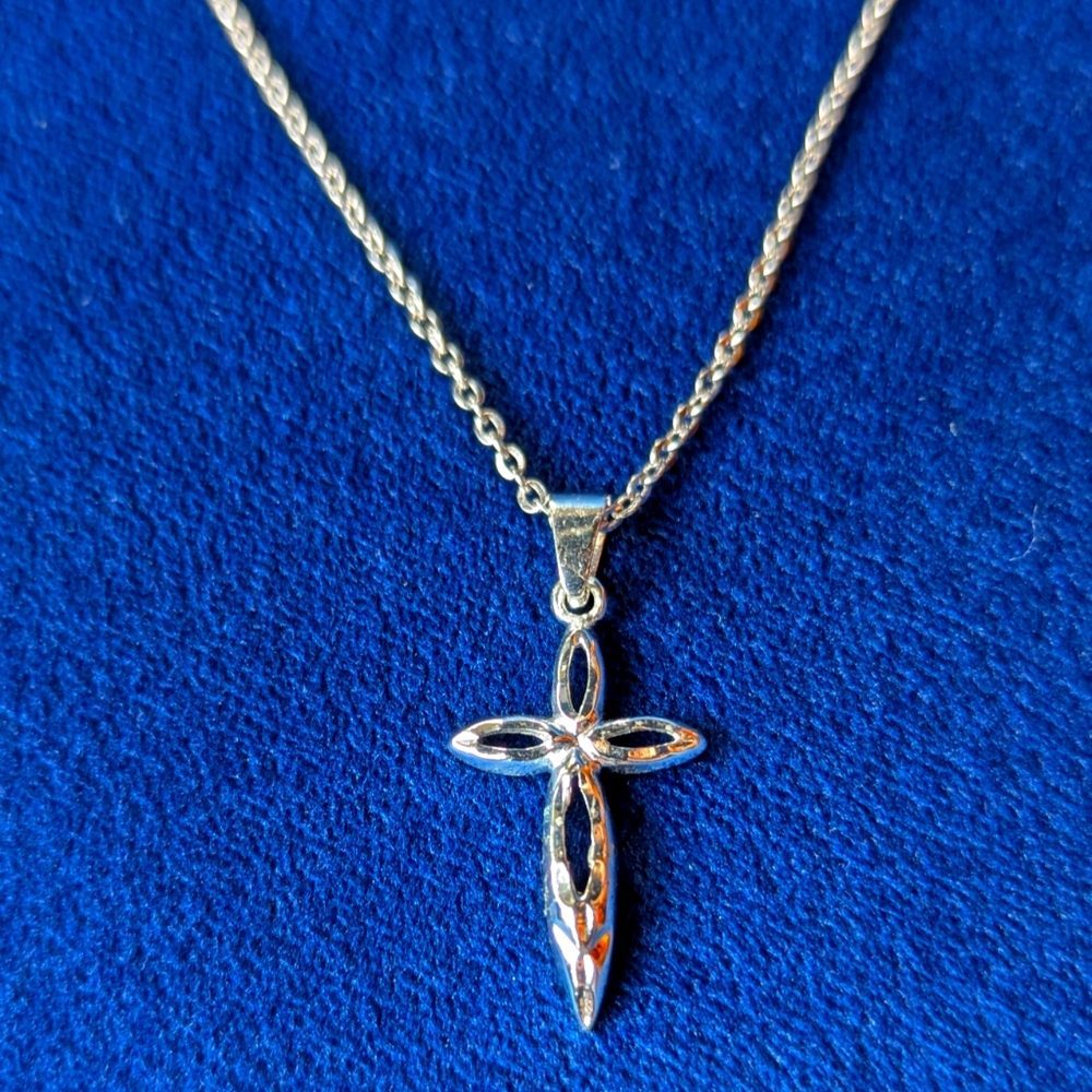 Sterling silver heart cross necklace